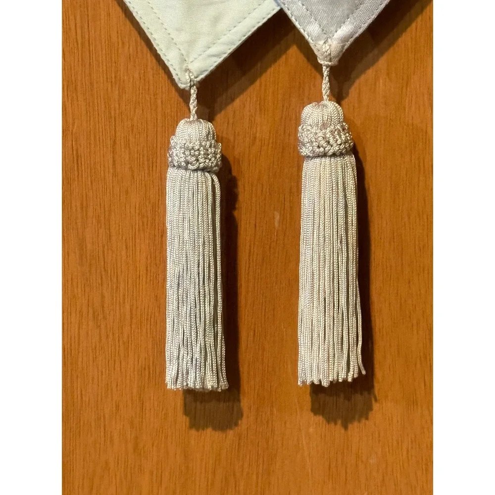 Silver Champagne Checkered Table RunnerTassels 13x60 Formal Dining Wedding Decor
